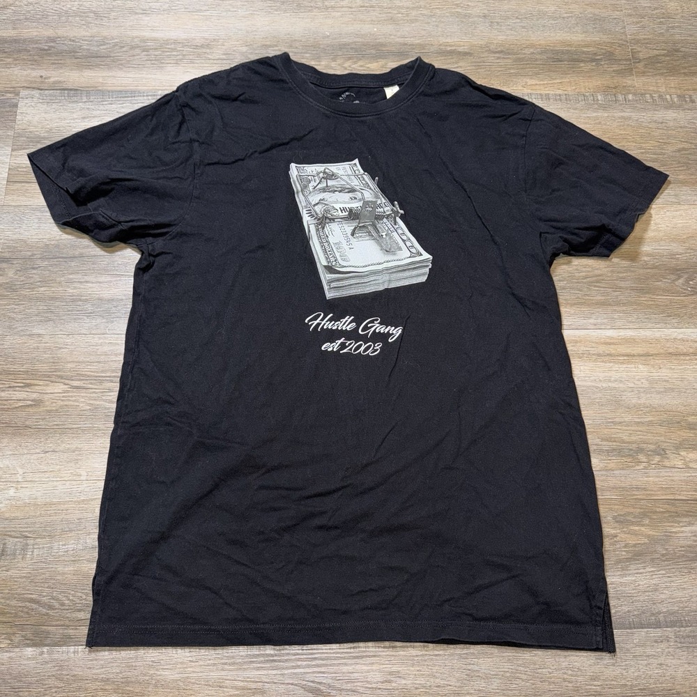 Y2K Hustle Gang Shirt Mens Extra Large Black Short Sleeve Graphic Stack of Cash